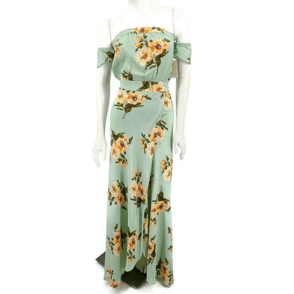 New Flynn Skye Bella Mint Gatherings Maxi Dress Womens Xs Green Floral